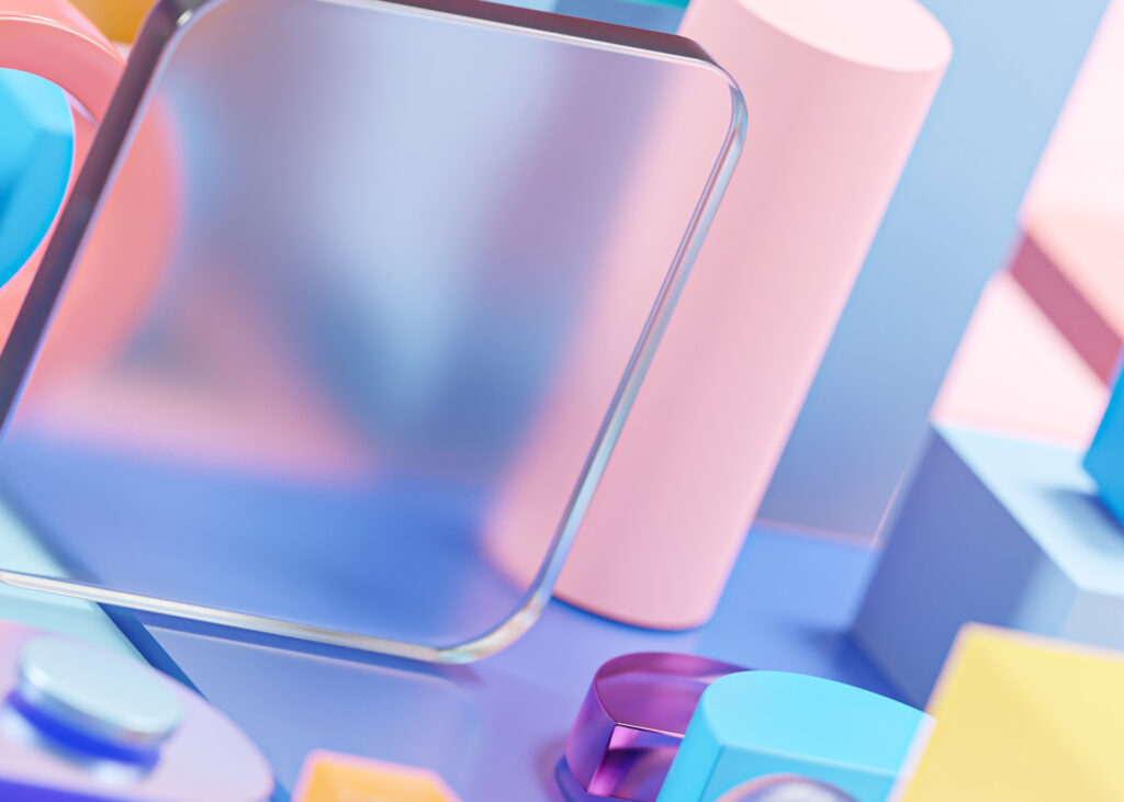 Glass Template Mockup Geometry Shapes Abstract Composition Art Pink 3D Rendering